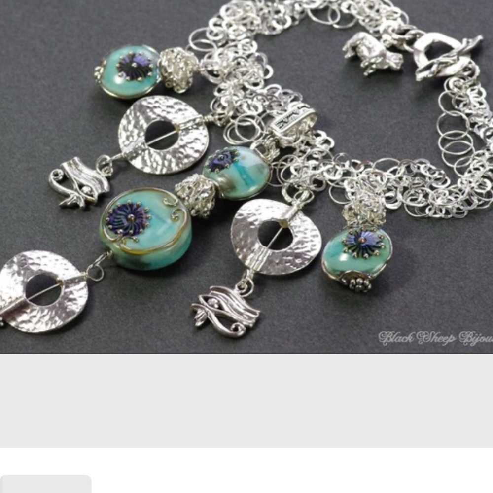 NWOT - EYE OF HORUS, Sterling Lampwork Necklace, Handmade Artisan Jewelry